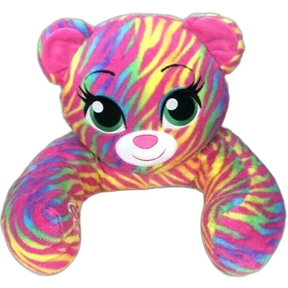 Build-A-Bear - Rainbow Bear - Zebra-Print - Kids Reading Pillow